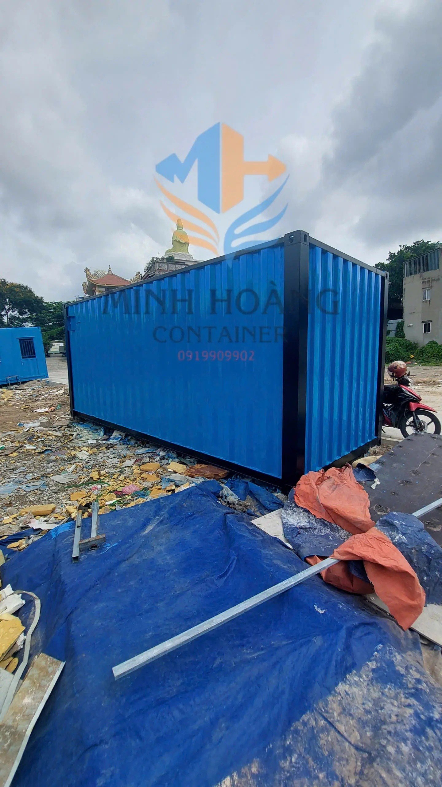Container Văn Phòng 20 Feet Xanh Dương Viền Đen
